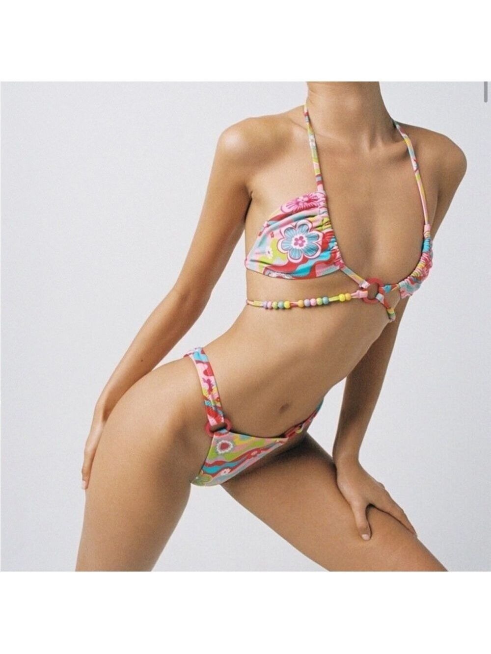 Tiger Mist Madyson Triangle Bikini in Swirl Floral Multi Color